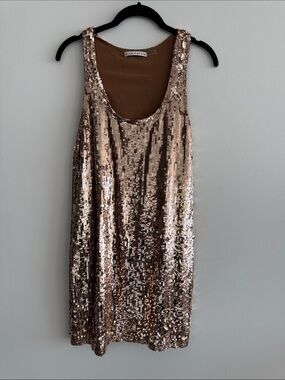 Alice + Olivia Rose Gold Sequin Shift Dress NWOT